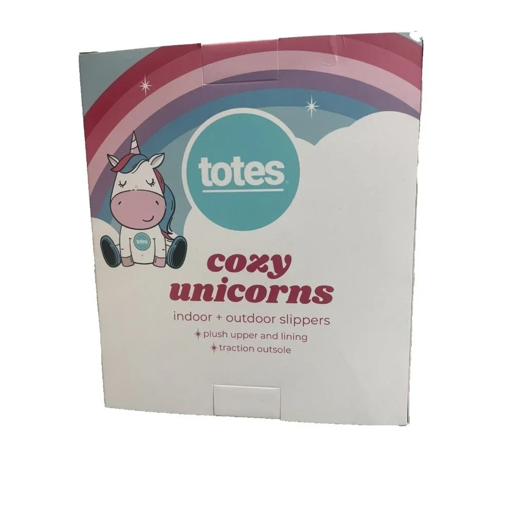 NEW Totes Kids Unicorn Slippers Size Medium 13-1 Toddlers Plush Upper & Lining